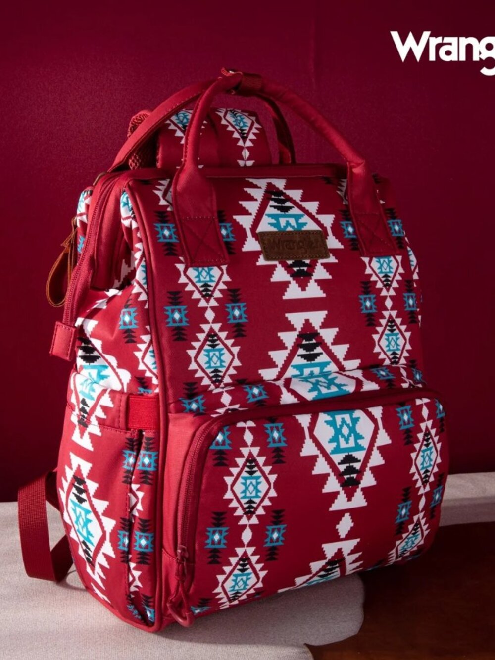 Wrangler Allover Wrangler Aztec Printed Callie Backpack - Burgundy